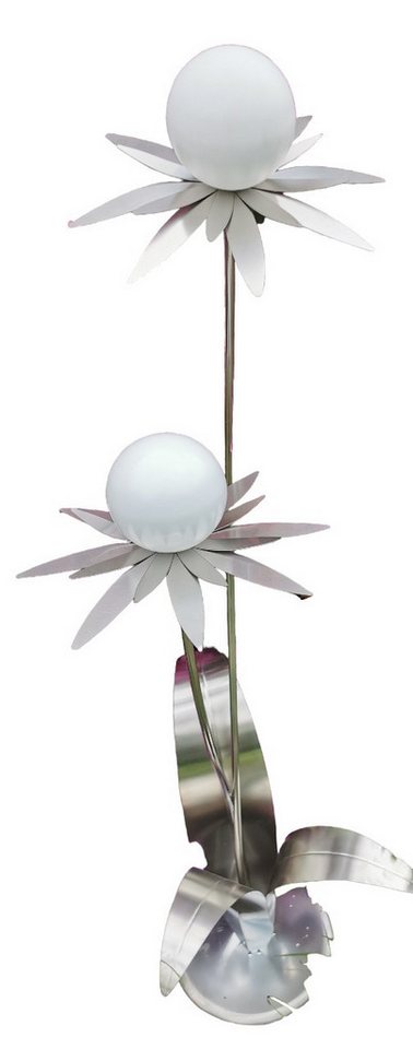 Jürgen Bocker - Gartenambiente Gartenstecker Blume Milano 120 cm Kugel weiß matt Standfuß Gartendeko von Jürgen Bocker - Gartenambiente