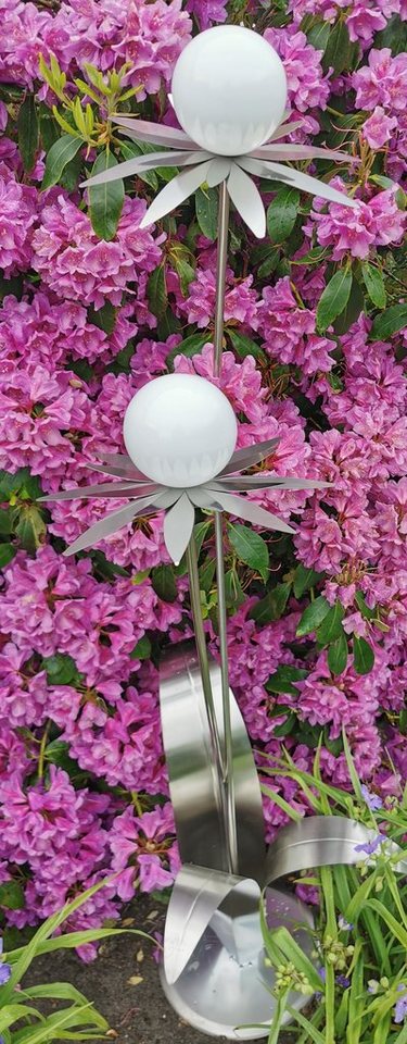 Jürgen Bocker - Gartenambiente Gartenstecker Blume Milano 120 cm Kugel weiß poliert Standfuß Gartendeko von Jürgen Bocker - Gartenambiente