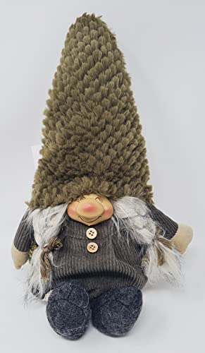 Deko Figur Wichtel Gnom Zwerg grün mit Bart Mann, Textil grau, , Weihnachtsdeko Herbst Weihnachtswichtel Dekofigur Winter Weihnachten (Kantenhocker 45cm Frau) von Jürgen Schleiß Konfektion