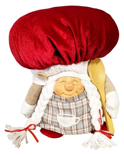 Jürgen Schleiß Konfektion Deko Figur Wichtel Gnom Zwerg Koch Frau, Textil 23cm, Weihnachtsdeko Herbst Weihnachtswichtel Dekofigur Winter Weihnachten stehend von Jürgen Schleiß Konfektion