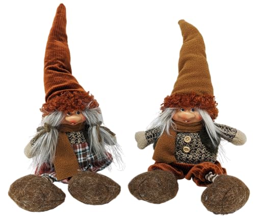 Jürgen Schleiß Konfektion Deko Figur Wichtel Zwerg braun mit Zöpfe Frau, Textil, 27cm, Weihnachtsdeko Weihnachtswichtel Dekofigur Winter Weihnachten Kantenhocker von Jürgen Schleiß Konfektion