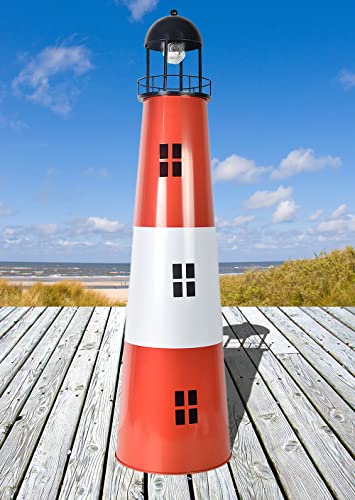 Jürgen Westerholt 120 cm Solar Leuchtturm Metall-Leuchtfeuer mit Solarbeleuchtung, Rot, Weiß, Schwarz, XXL von Jürgen Westerholt