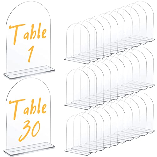 Acryl-Schild, 12,7 x 17,8 cm, transparent, Acryl, Tischnummern mit Ständer, blanko, Acrylplatte, Hochzeitstischschilder für Hochzeit, Büro, Party, Catering, Menü-Bar-Liste (30 Packungen) von Juexica