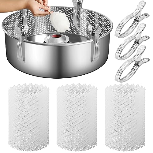 Juexica Das 3er-Set Zuckerwattemaschen und Clip-Stabilisator-Set enthält 3 Zuckerwattennetze und 12 Clip-Stabilisatoren, Zuckerwattchen-Zubehör, kompatibel mit Zuckerwatte-Maschinen von Juexica