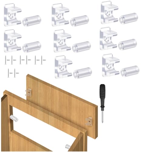 Juexica Falsche Schrank-Front-Clips, falsche Schubladenfront-Clips, Spüle, mit Schrauben, Schraubendreher als Hardware-Ersatz (8 Paar, transparent) von Juexica