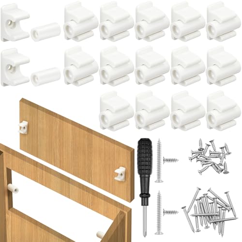 Juexica 16 Paar Falsche Schrank-Front-Clips, falsche Front-Clips, falsche Schubladen-Front-Clips, Waschbecken-Clips mit Schrauben und Schraubendrehern für Hardware-Ersatz von Juexica