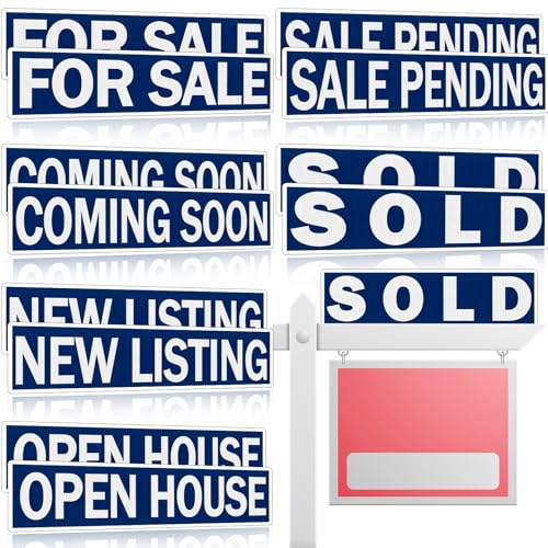 Juexica Real Estate Rider Schilder, 61 x 15 cm, zum Verkauf, ausstehend, wasserdicht, für Fahrer, Immobilien mit verschiedenen Nachrichten, Blau mit Weiß, 12 Stück von Juexica