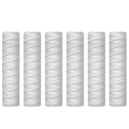Jufjsfy 10 Mikrometer String Wunde Sediment Wasser Filter Patrone, 6 Pack, Haus Sediment Filtration, Universal von Jufjsfy