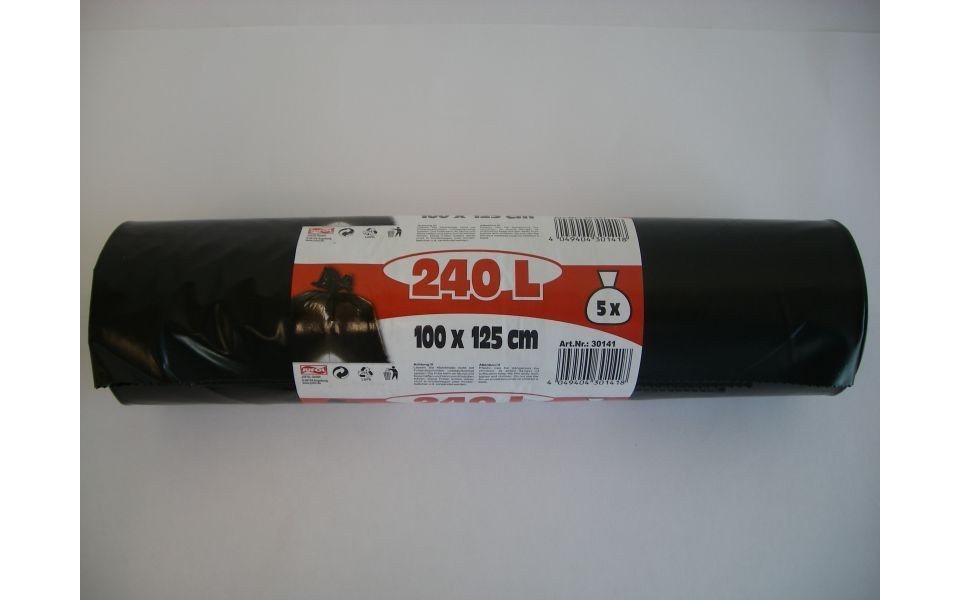 Jufol Müllbeutel Müllsäcke 240 L 1000 x 1250 mm schwarz, 5 Stück von Jufol