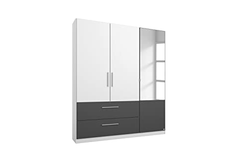 Kleiderschrank Luca weiß/grau 3 Türen B 136 cm Jugendzimmer Schlafzimmer Schrank Drehtüren Spiegelschrank Wäscheschrank von Jugendmöbel24.de