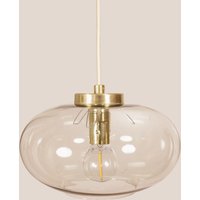 Anita Vintage Pendelleuchte Mcm Hängeleuchte Handgefertigte Glaslampe Retro Deckenleuchte Jugoslawien Gold Messing von Jugosik