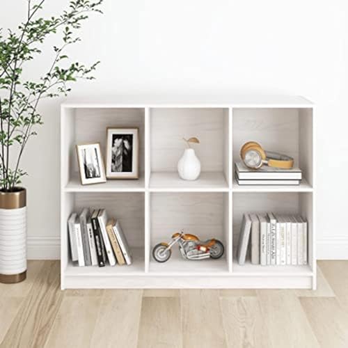 Bücherschrank Weiß 104 x 33 x 76 cm, massives Kiefernholz, Regale, Bücherregale und Standregale von JuiShNen