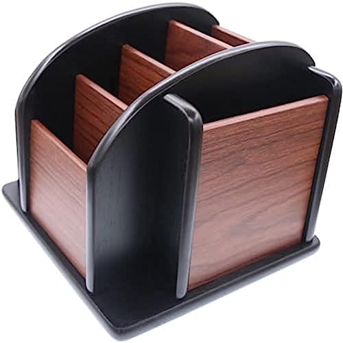 Drehbarer Schreibtisch-Organizer aus Holz, große Aufbewahrungsbox für Bürobedarf, Holzstifthalter von JuiShNen