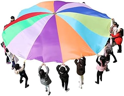 Spielen Sie Fallschirm-Regenbogen-Fallschirm, geeignet für Partyspiele im Freien, Kinder Spielen mit Fallschirm-Gruppen-Kooperations-Team-Spielspielzeug, 10 m/32,8 Fuß von JuiShNen