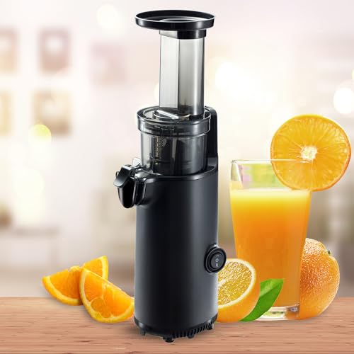 JuiceInstant - Kaltextraktions-Entsafter | Leise & Langsam | Kompakt & Platzsparend | Fruchteis-Zubehör | Einfache Reinigung | Saftpresse für Obst & Gemüse, Schwarz, Kunststoff von JuiceInstant