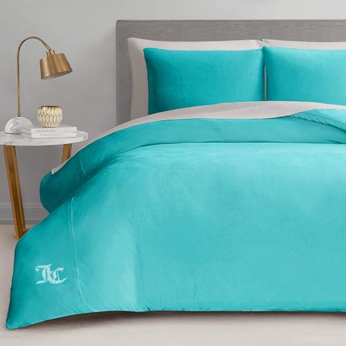 Juicy Couture Blue Crush Velours King Comforter Set - 3-teiliges Luxus-Bettwäsche-Set von Juicy Couture