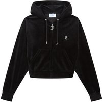 Juicy Couture Kapuzennickijacke "ICCLE DIAMANTE OVERSIZED CROPPED HOODIE Damen" mit Kapuze Trainingsjacke Damen, Sweatjacke mit Kapuze, Velour, mit Glitzer, Sale von Juicy Couture