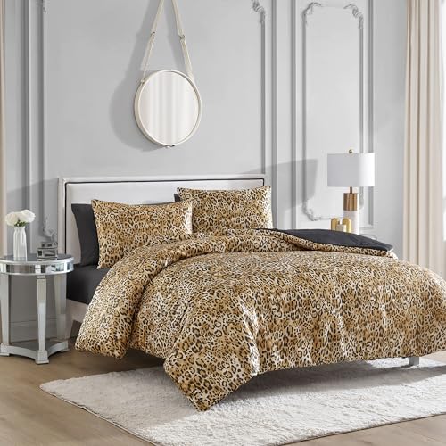 Juicy Couture King Leopard Satin Duvet Cover Set - Cheetah Print 3-Piece Machine Washable Reversible Animal Print Bedding Duvet Cover and Sham Set von Juicy Couture