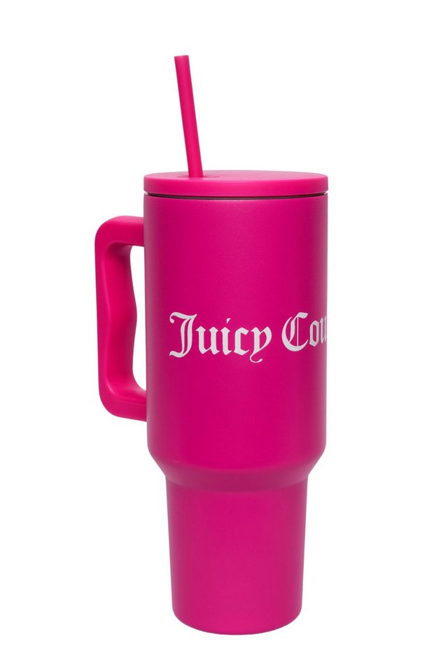 Juicy Couture Thermobecher STEEL TUMBLER WITH STRAW Unisex, Edelstahl, Getränkebecher, große Tasse, mit Strohhalm, heiß kalt, Edelstahl, Sale von Juicy Couture
