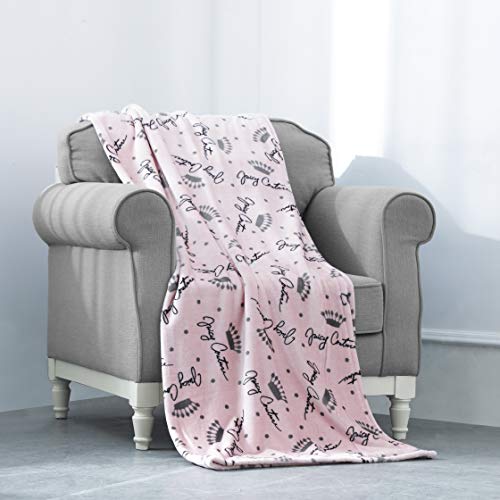 Juicy Couture Überwurfdecke, Royal Krone, Plüsch und gemütlich, dekorative Decken für Sofas, Stühle und Betten, luxuriös und weich, schicke Heimdekoration, Maße: 127 x 177,8 cm, Blush/Grau von Juicy Couture