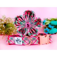Kariertes Hundehalsband Blumenmuster Für Mädchen/ Frühling Sommer/ Kleine Und Große Welpen/ Hunde von JujuandNana