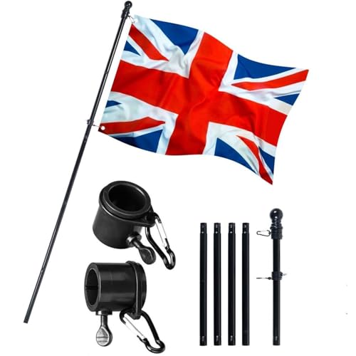 Fahnenmast-Set, 1,8 m, Teleskop-Fahnenmast, 360° drehbarer Fahnenmast, für Reiseführer, Camping, Lehrer, Ausflüge, Wettbewerbe, Haus, Hof, Dach von Jukeoiu