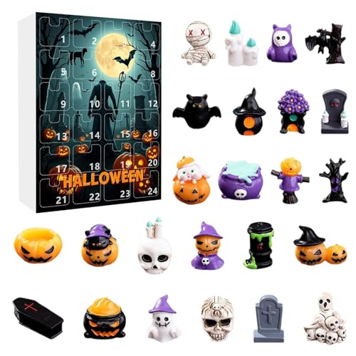 Halloween Adventskalender 2025, 24 Tage Happy Countdown Kalender Mit 24 Stück Kürbis, Geist, Totenkopf Mini Figuren Dekorationen Für Kinder Urlaub Party Aktivität Halloween Adventskalender 2025, 24 Tage Happy Countdown Kalender Mit 24 Stück Kürbis, Geist, Totenkopf Mini Figuren Dekorationen Für Kinder Urlaub Party Aktivität von Jukeoiu