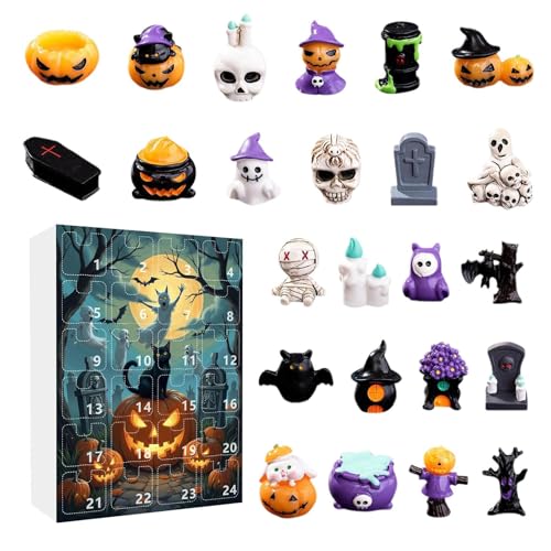Halloween Adventskalender 2025, 24 Tage Happy Countdown Kalender Mit 24 Stück Kürbis, Geist, Totenkopf Mini Figuren Dekorationen Für Kinder Urlaub Party Aktivität Halloween Adventskalender 2025, 24 Tage Happy Countdown Kalender Mit 24 Stück Kürbis, Geist, Totenkopf Mini Figuren Dekorationen Für Kinder Urlaub Party Aktivität von Jukeoiu