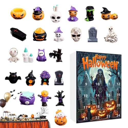 Halloween Adventskalender 2025, 24 Tage Happy Countdown Kalender Mit 24 Stück Kürbis, Geist, Totenkopf Mini Figuren Dekorationen Für Kinder Urlaub Party Aktivität Halloween Adventskalender 2025, 24 Tage Happy Countdown Kalender Mit 24 Stück Kürbis, Geist, Totenkopf Mini Figuren Dekorationen Für Kinder Urlaub Party Aktivität von Jukeoiu
