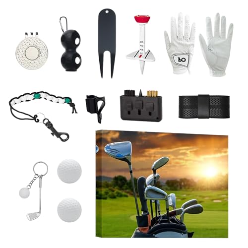 Jukeoiu Adventskalender | 12 Urlaub Countdown Kalender,Golfbälle Tees Markierungen Zubehör für Golfspieler Vater Freund Sportliebhaber Großvater von Jukeoiu