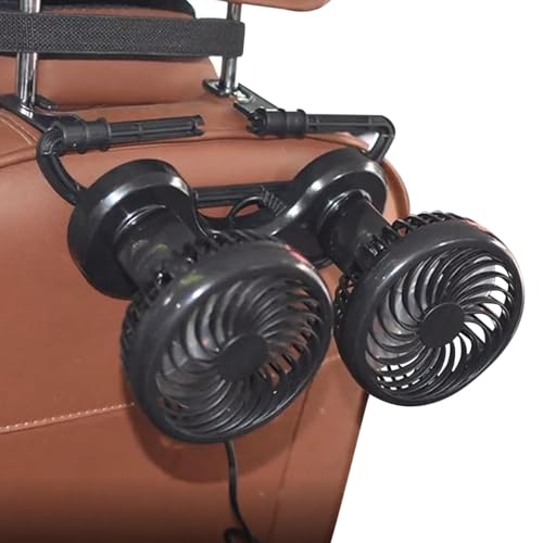 Jukeoiu Autofensterventilator, Doppelkopf-USB-Ventilator - Mute Autositzkühler - 360°verstellbarer tragbarer Ventilator für Reisen, Autoventilator für den Rücksitz, tragbare Autoklimaanlage, 2 von Jukeoiu