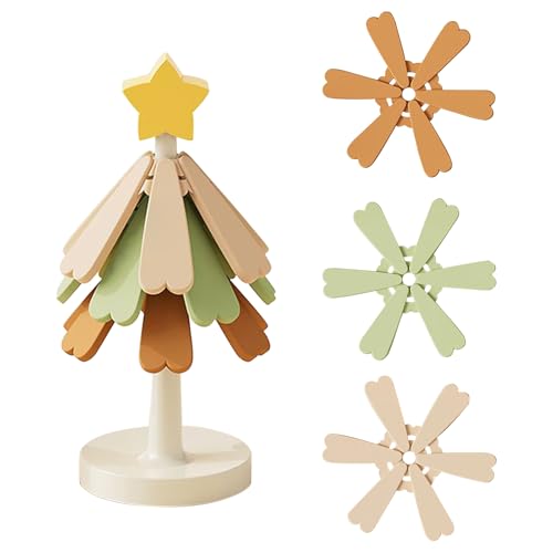 Jukeoiu Baum Untersetzer | Weihnachtsbaum Topflappen Set | Ästhetische Faltbare Silikon Halter Tischset Hitzeschutz für Esstisch Küche Schalen Teller Tassen Getränke von Jukeoiu