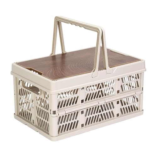 Jukeoiu Camping Aufbewahrungsbox, Faltbox Campingbox Utility Kisten mit Griffen und Deckel Stapelbarer Korb für Auto Home Angeln Outdoor von Jukeoiu