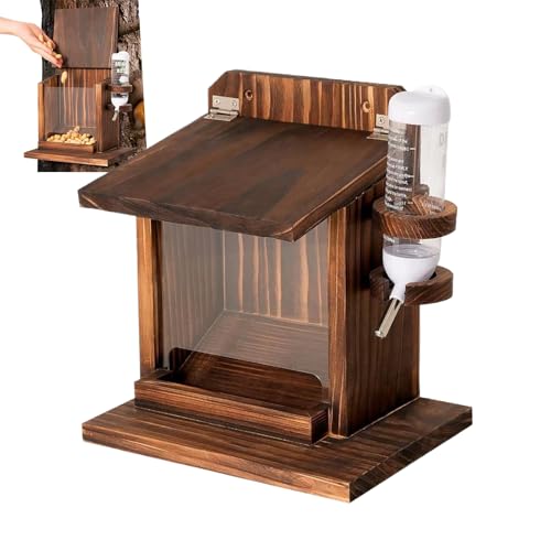 Jukeoiu Eichhörnchen-Futterspender für draußen – Streifenhörnchen-Futterstation mit Wasserflasche, Holz-Wandhalterung, Futterhaus für Lebensmittel, Maiskolbennüsse, Außenbereich, Baum, Balkon Jukeoiu Eichhörnchen-Futterspender für draußen – Streifenhörnchen-Futterstation mit Wasserflasche, Holz-Wandhalterung, Futterhaus für Lebensmittel, Maiskolbennüsse, Außenbereich, Baum, Balkon von Jukeoiu