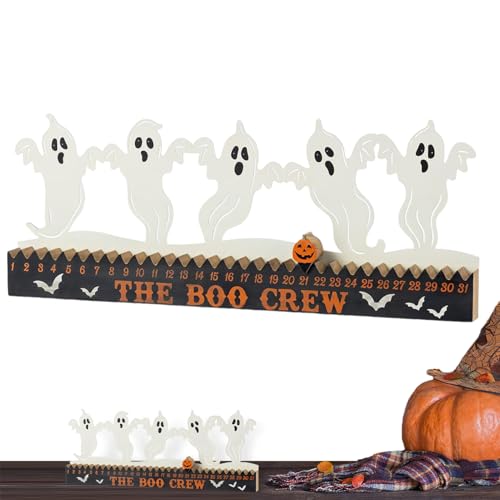 Jukeoiu Halloween-Countdown aus Holz, -Halloween-Schlafzimmerdekoration, Schild, Kalender, Ornament, 31 Tage für Schreibtisch, Innenraum, Tisch, Wohnen von Jukeoiu