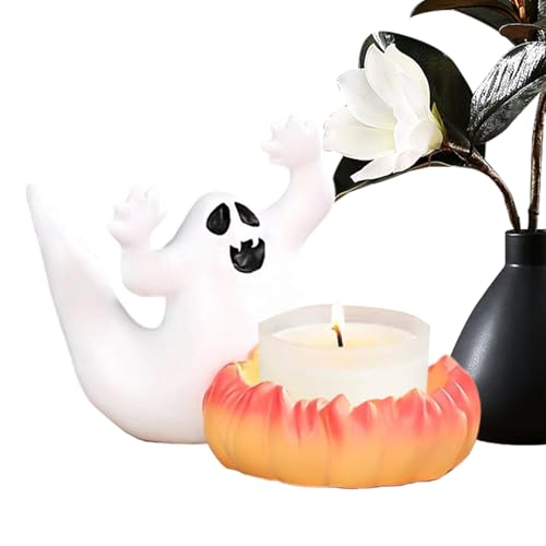 Jukeoiu Halloween Geister Kerzenhalter,Halloween Geist Teelicht Kerzenhalter | Festliche Schreibtisch Deko Für Wohnzimmer Büro Studentenzimmer Schlafzimmer von Jukeoiu