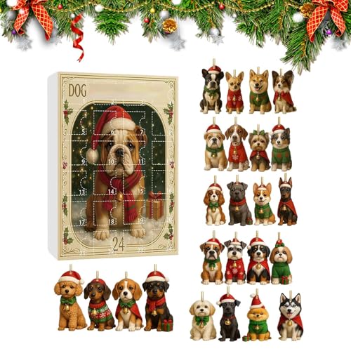 Jukeoiu Hund 24 Tage Advent | 2D Acryl Adventskalender Set für Hundeliebhaber | Weihnachten Tier Ornamente für Party Haustür Auto Rückspiegel Baum Balkon Fenster Jukeoiu Hund 24 Tage Advent | 2D Acryl Adventskalender Set für Hundeliebhaber | Weihnachten Tier Ornamente für Party Haustür Auto Rückspiegel Baum Balkon Fenster von Jukeoiu