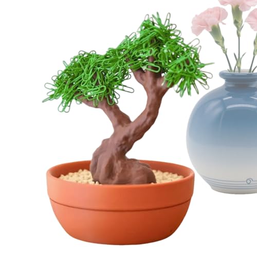 Jukeoiu Künstlicher Bonsai-Baum, Schreibtisch-Organizer, künstlicher Bonsai-Baum, Aufbewahrungs-Organizer mit versteckter Schublade für Organisation, Büroklammer, Schreibtischdekoration, Schule von Jukeoiu