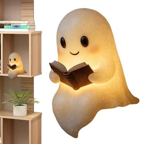 Jukeoiu Niedliche Geister Leselampe, Ghost Swing Lamp, New Halloween Deko Ghost Reading Book Lamp, Niedliche Für Leser Und Buchliebhaber 2025 von Jukeoiu