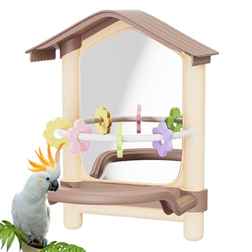 Jukeoiu Sittich Spielzeug - Vogelsitz Mit Spiegel - Haustierbedarf Für Kauen Hängematte Spielplatz Indoor Fenster Hof Garten Balkone Terrasse Für Hühner Und Nymphensittiche Im Innenbereich von Jukeoiu