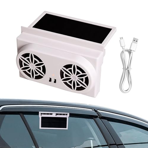Jukeoiu Solarbetriebener Auto Lüfter - Tragbarer Fenster Auspufflüfter mit Solarenergie,Wiederaufladbarer Ventilator Für Reise Camping Wohnmobil von Jukeoiu