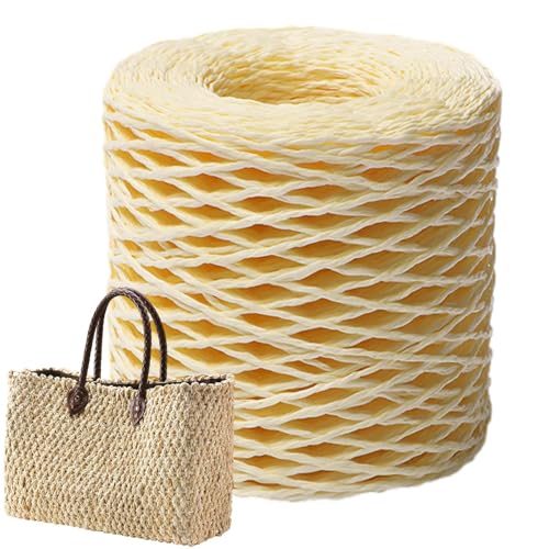 Raffia Garn Zum Häkeln Papiergarn Bast, Geflochten Papierdraht, Weiches Geflochtenes Bastband Natur, Strickgarn Bast Zum Häkeltaschen, Körbe, Hüte Handarbeiten von Jukeoiu
