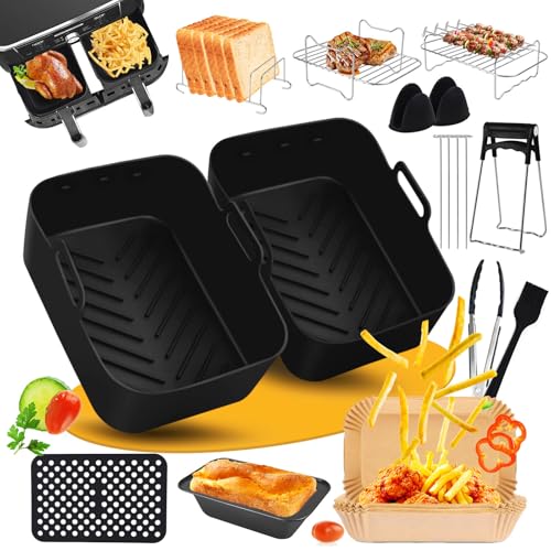 Heißluftfritteuse Zubehör Kompatibel mit Ninja AF400EU AF451EU AF300EU, Airfryer Zubehör für Ninja Foodi Max Dual Zone 7.6L-9.5L, mit Backform, Rost, Backpapier, Air Fryer Accessories von Jukibole