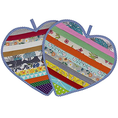 2er Herzform Topflappen Set Untersetzer, 100% Baumwolle Hitzebeständiger Topfuntersetzer, Stilvolle Handwerk Patchwork Platzsets Tischset, Küchenhelfer für Kochen Backen Pfannen Kanne Teller (28x28cm) 2er Herzform Topflappen Set Untersetzer, 100% Baumwolle Hitzebeständiger Topfuntersetzer, Stilvolle Handwerk Patchwork Platzsets Tischset, Küchenhelfer für Kochen Backen Pfannen Kanne Teller (28x28cm) von Jukway