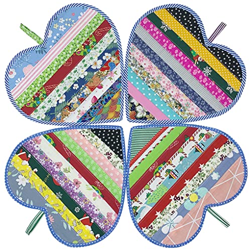 Jukway 4er Topflappen Set Baumwolle, 28 x 28cm Hitzebestaendig Herzförmige Topflappen Waschbar, Stilvolle Topfuntersetzer zum Kochen Backen Küchenhelfer Platzsets Tischset von Jukway