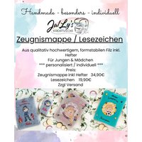Zeugnismappe Filz Für Kinder Jungen Mädchen - Personalisierte Zeugnis Mappe Ordner Geschenk Einschulung Schulanfang von JulLysKreativEcke