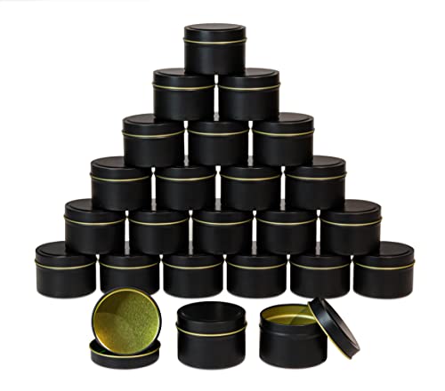 Schwarze Kerzendosen für Kerzenherstellung, 118 ml, 24 Stück Kerzenbehälter, Großkerzengläser für die Kerzenherstellung - (Schwarz) von JULWHISPER