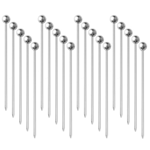 20 Stück Cocktailspieße Edelstahl 304 - Spieße für Obst, Canapés & Burger, Spiegelfinish, Lebensmittelecht, Wiederverwendbar - Silber Ball 20 Stück Cocktailspieße Edelstahl 304 - Spieße für Obst, Canapés & Burger, Spiegelfinish, Lebensmittelecht, Wiederverwendbar - Silber Ball von Juland