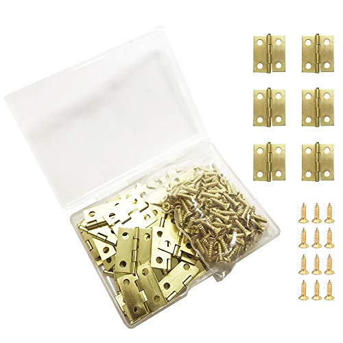Juland 50 Stücke Mini-Kupfer-Scharniere Retro Messingscharniere mit 200 Stück Ersatzschrauben für Holzkiste Schmuck-Box Kabinett DIY Zubehör (18 x 15 mm) von Juland