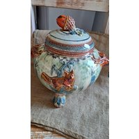 Bowlebehälter Keramik Grün-Beige-Orange Mit Jagdmotiven von JulesLaedchen